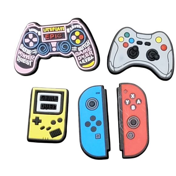 Video Game Shoe Charms Lot 5 Pc Controller Game Boy Switch Stocking Stuffer Gift - Picture 1 of 5